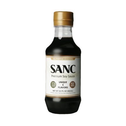 SANC All Purpose Soy Sauce, 12.2 Fl Oz (Pack of 1) – Less-Sodium Salt Substitute, NON-GMO Bean, No Artificial Additives, Naturally Brewed Soy Sauce with Music Fermentation